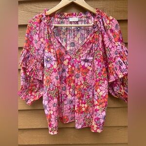 Ramy Brook Pink Relaxed Ruffled Blouse